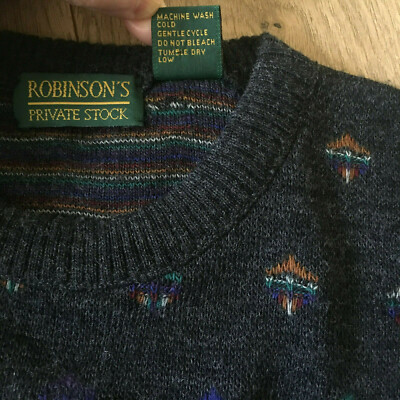 Robinson's PRIVATE STOCK Men's Sweater Wool Blend Multi Color Pullover Size Med