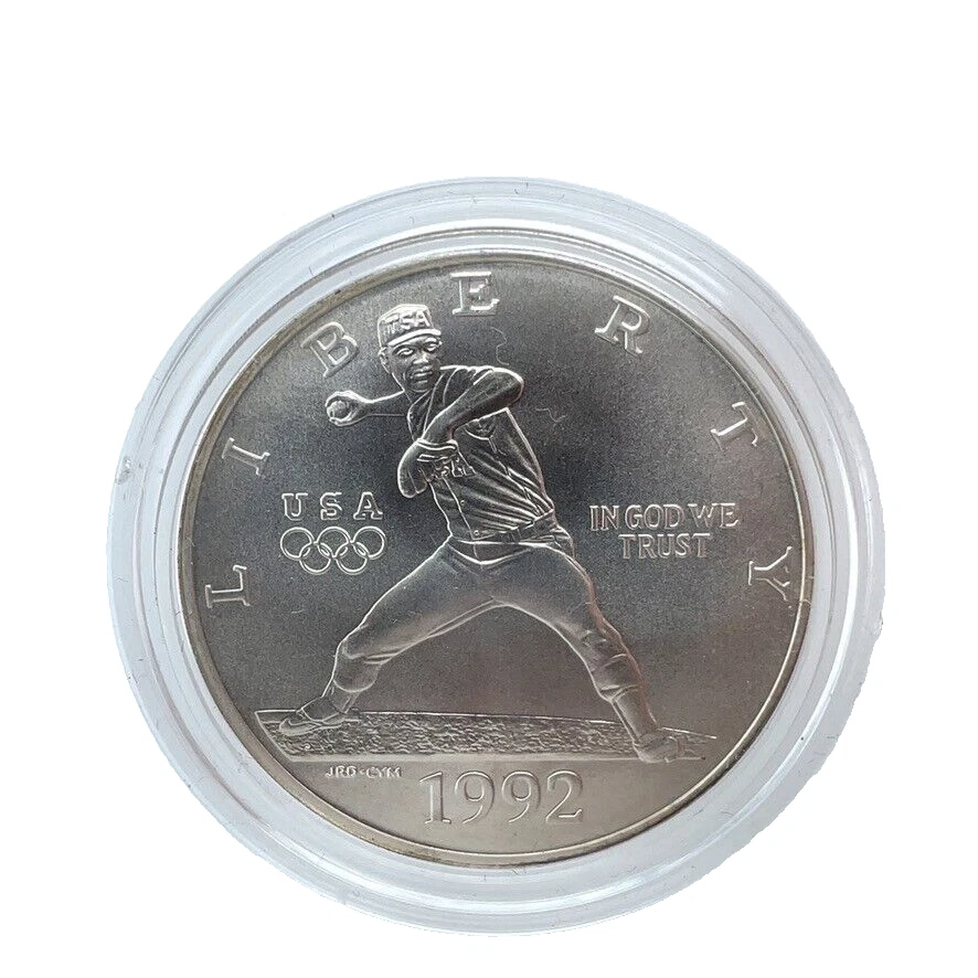 1992-D Olympic Baseball BU. 90% Silver Commemorative $1 Dollar in Capsule - Image 3 of 4