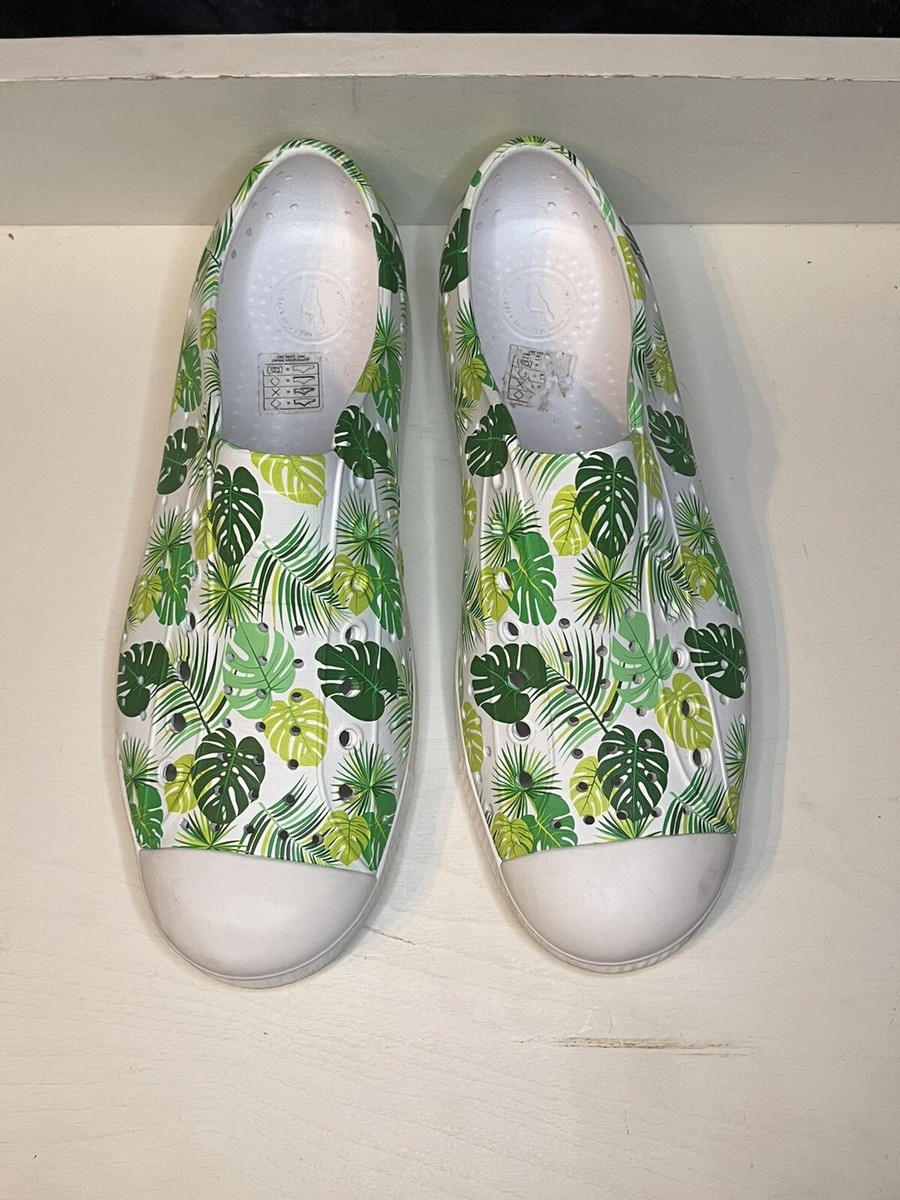 Native shoes Green Palm Leaves, Adult slip on shoes, M8/W10