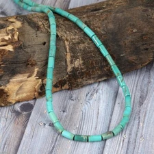 Natural Turquoise Smooth Tube Shape Gemstone Beaded Men & women Necklaces 18''