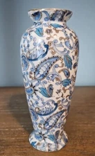 Lefton Japan Regus Pat Off Blue Paisley Vintage Hand Painted Vase NE 2170