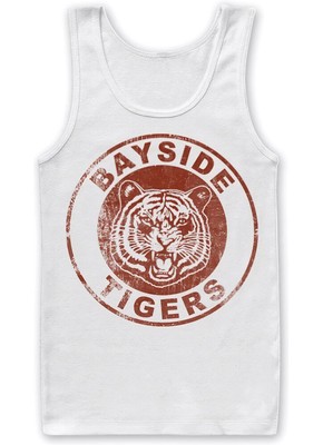 Saved By The Bell Bayside Tigers Washed Logo Tank Top White