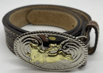 Vintage Nocona Tooled 1.25” W Leather Western Belt size 32  display picture 1