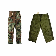 NEW LARGE R USGI M65 COLD WEATHER M81 WOODLAND CAMO BDU CARGO FIELD PANT + LINER