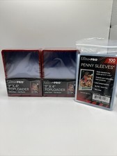 Ultra Pro 3X4 RED BORDER Toploaders 35pt 2 Packs of 25 AND 100 SLEEVES