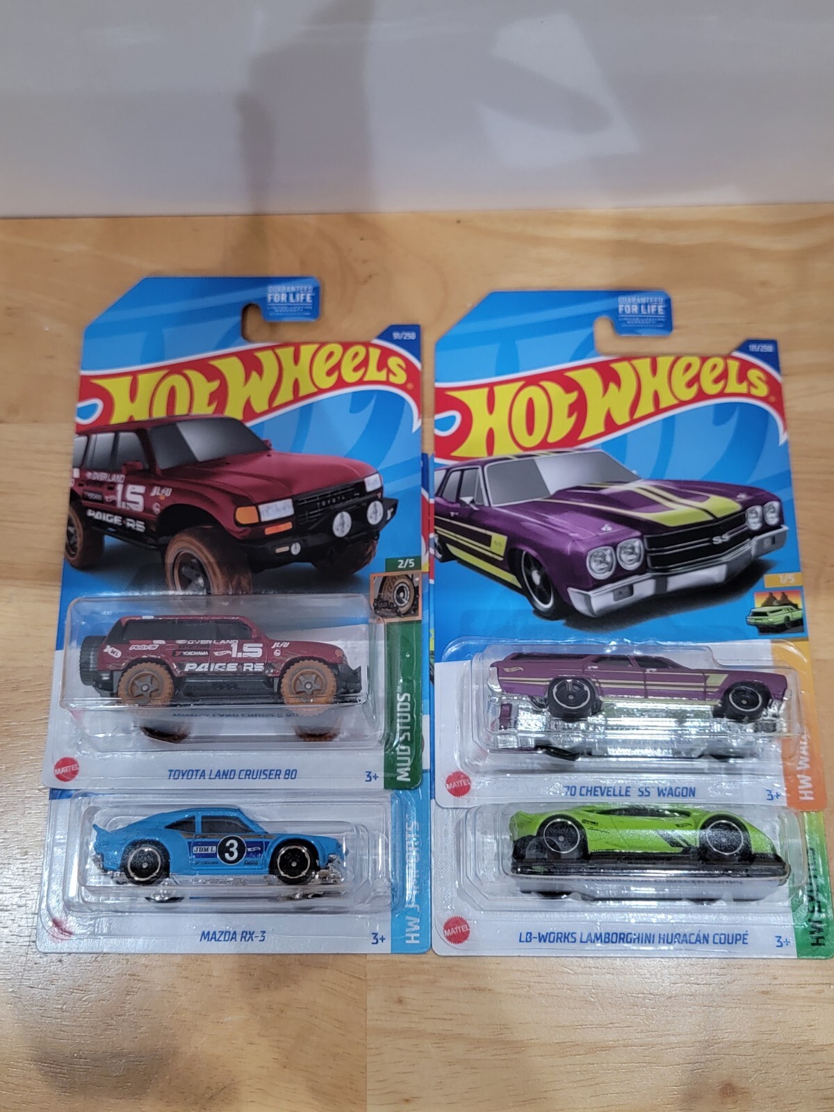 Hot Wheels 2022 KROGER Land Cruiser RX-3 Chevelle Wagon Lamborghini Huracan Set
