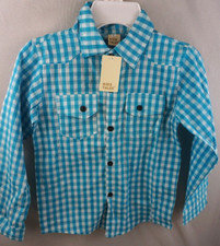 Kids Tales Size 8 Blue/White Check Longsleeve Button-Up Shirt With Pockets NWTag
