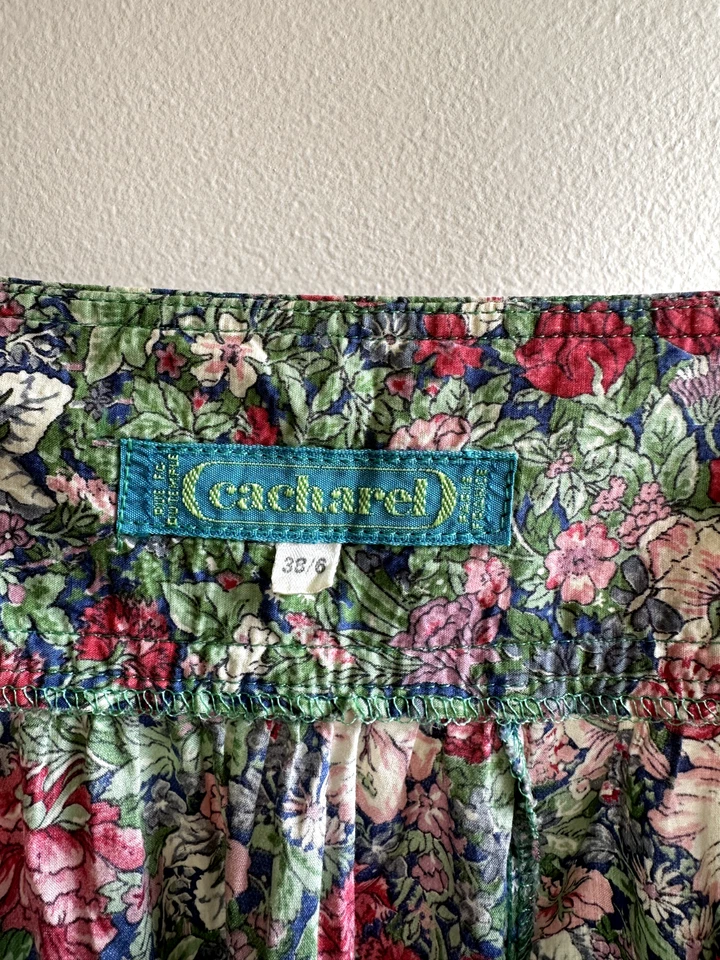 Vestido largo vintage raro años 70 CACHAREL Liberty estampado S M hecho en Francia Foto 4 de 4