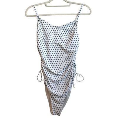 Roller Rabbit White with Blue Mini Hearts One Piece Swim Suit with Side Ties