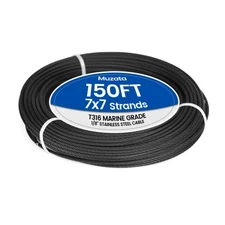 150 ft 1/8" Black Stainless Steel Cable Railing System Hardware T316 Stainles...