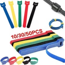 10/50PCS Reusable Cable Straps Hook Loop Wire Cord Ties Organizer Fastener