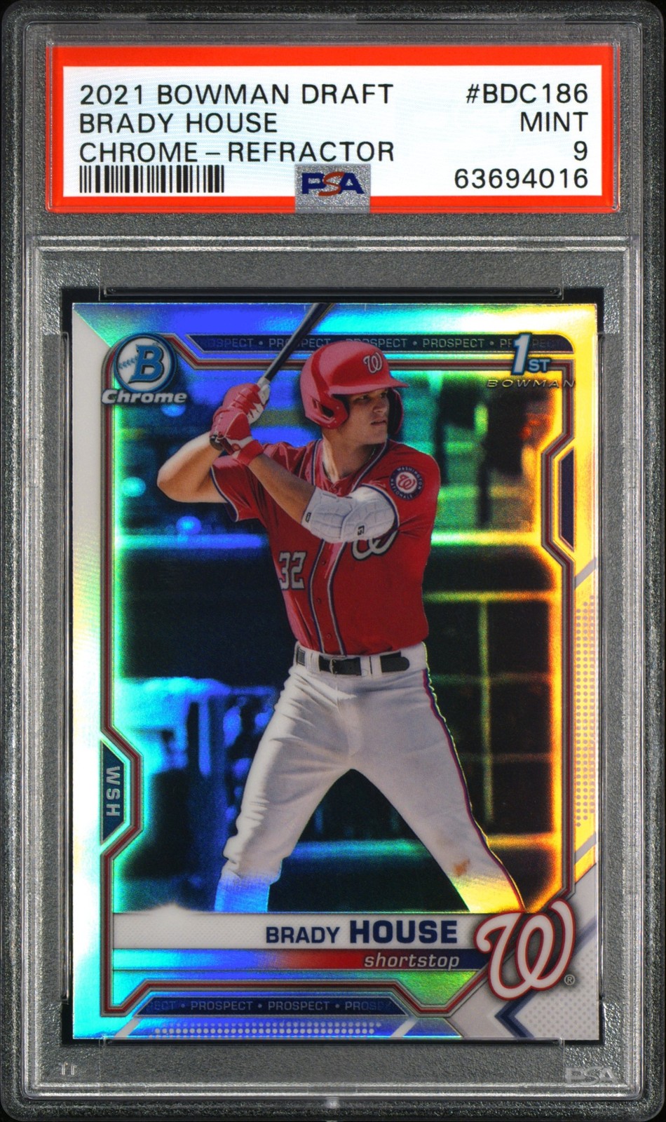 2021 Bowman Draft #BDC186 Brady House Chrome-Refractor PSA 9