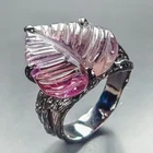 Leaf carving gem Natural Amethyst Ring 925 Sterling Silver Size 7.5 /R467948