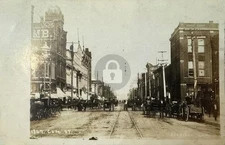 Atchison KS Kansas Commercial Street Scene Horse Buggy Rail RPPC Postcard COPY