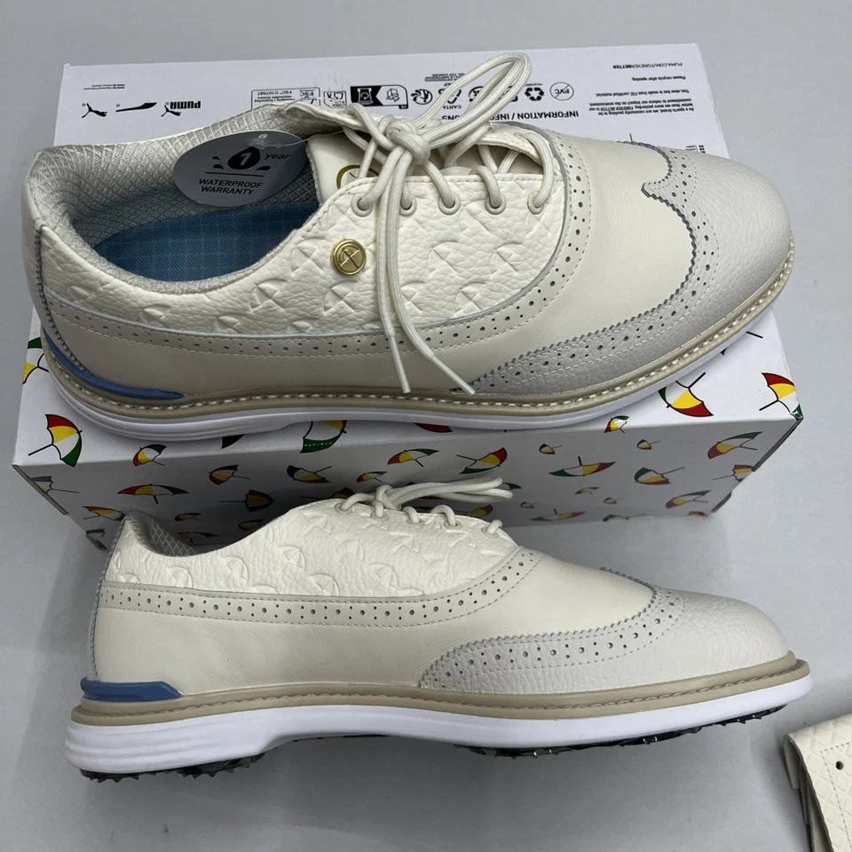 Туфли для гольфа PUMA Arnold Palmer Royale Wingtip цвет слоновой кости/Zen синие/белые размер 10,5 - Изображение 4 из 4