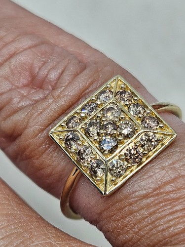 9kt Gold Cape Champagne Diamond Ring 3/4cts Size O (1.86g) - Picture 9 of 13
