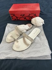 Women’s Silver Sabatine Sparkly Toe Ring Flat Sandals UK Size 5