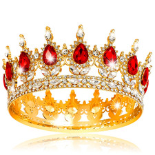 Crowns for Women Queen Crown Crystal Tiara Crown Princess Crown and Gold Red