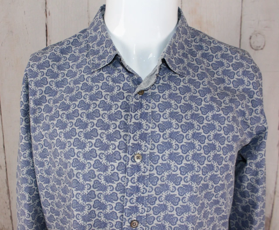 Paul Smith Jeans Blue Floral Print Shirt Long Sleeve Button Up Slim Fit Large - image 3 of 4