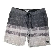 Pelagic Board Shorts Mens Large Fish Print Striped Swim Trunks Fishing Beach