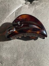 Vintage French Plastic Acrylic Brown Claw Hair Clip Made in France 