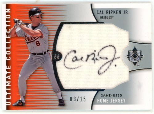 2008 Upper Deck Ultimate Cal Ripken Jr Game Used GU Jersey Auto /15 HOF Patch