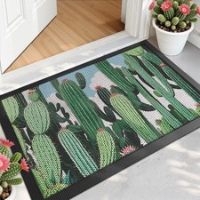 Outside Door Mat 17x30, Non Slip Rubber Backing Doormat, Low 17"x30" Cactus