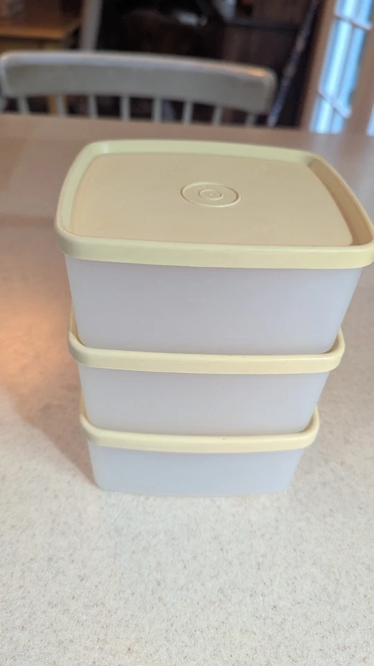 Juego de 3 recipientes de congelador Tupperware Sandwich Keepers tapa bronceada transparente ¡EXCELENTE ESTADO USADO!! Foto 4 de 4