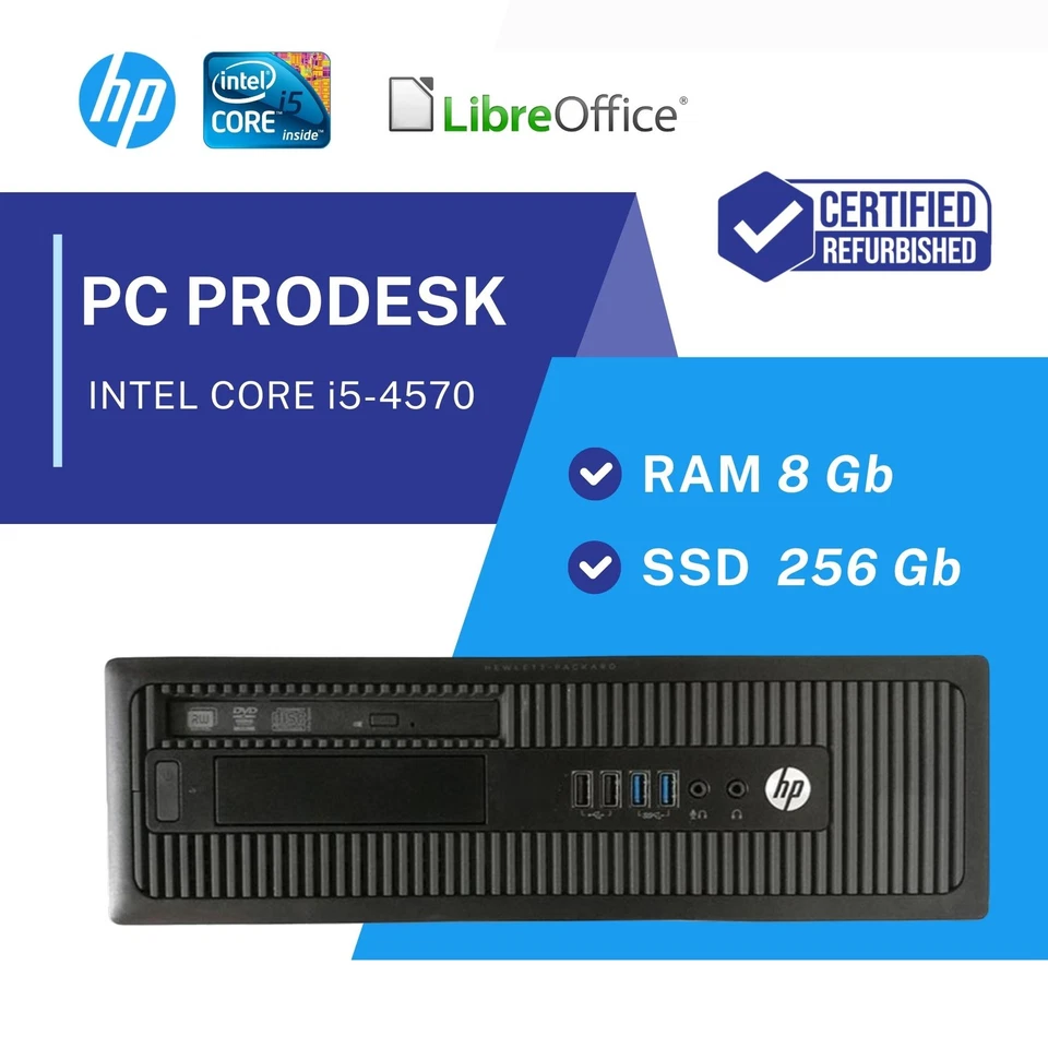Pc Computer Desktop HP 800/600 G1 SFF i5 8Gb 256Gb Win10 Pro Ricondizionato B - Immagine 2 di 4