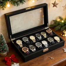 Luxury Watch Display Case,6/12 Slots Watch Collection Organizer Box Men's Gifts