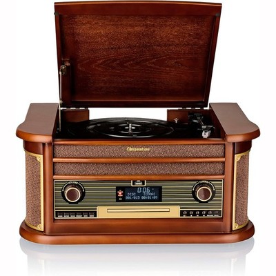 Vintage Vinyl Plattenspieler DAB/DAB+/FM Radio CD-MP3 Player Kassette Bluetooth