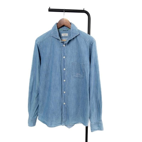Men Eton Shirt Navy Denim M