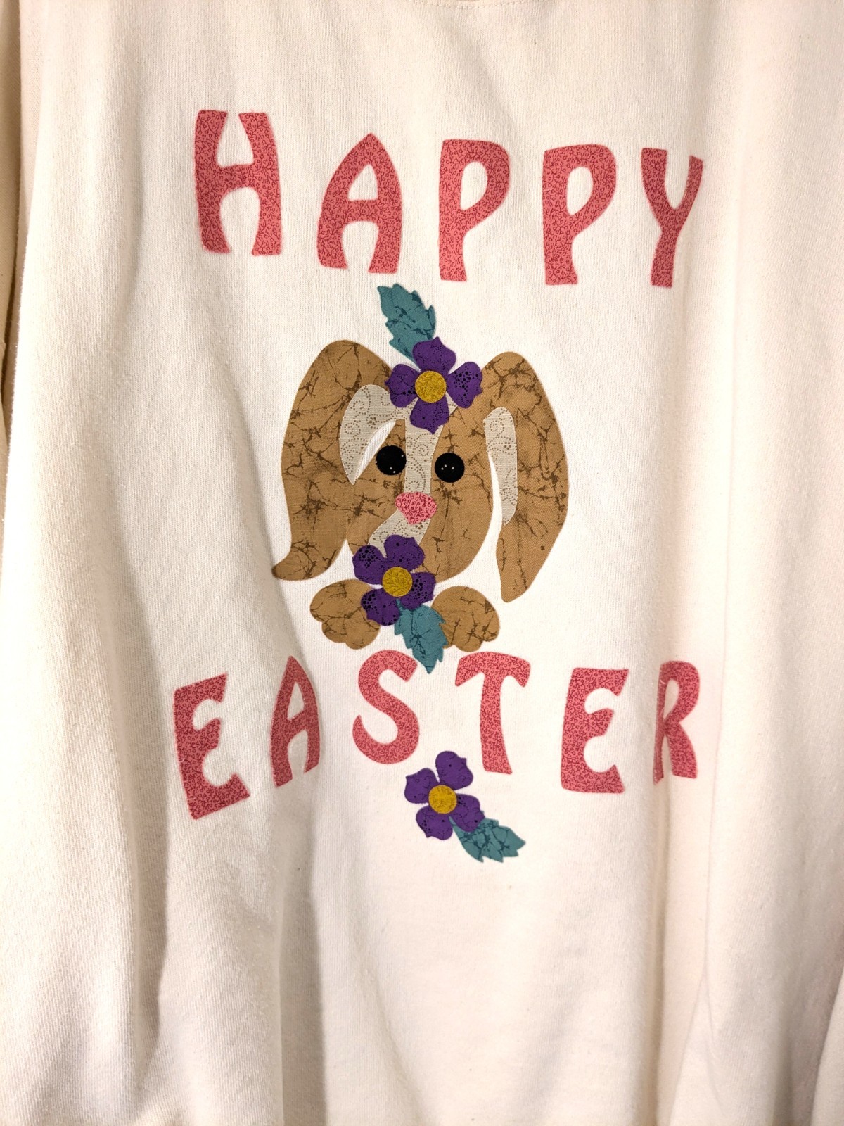 Plus Size 3x Patchwork Bunny Happy Easter Cotton … - image 2