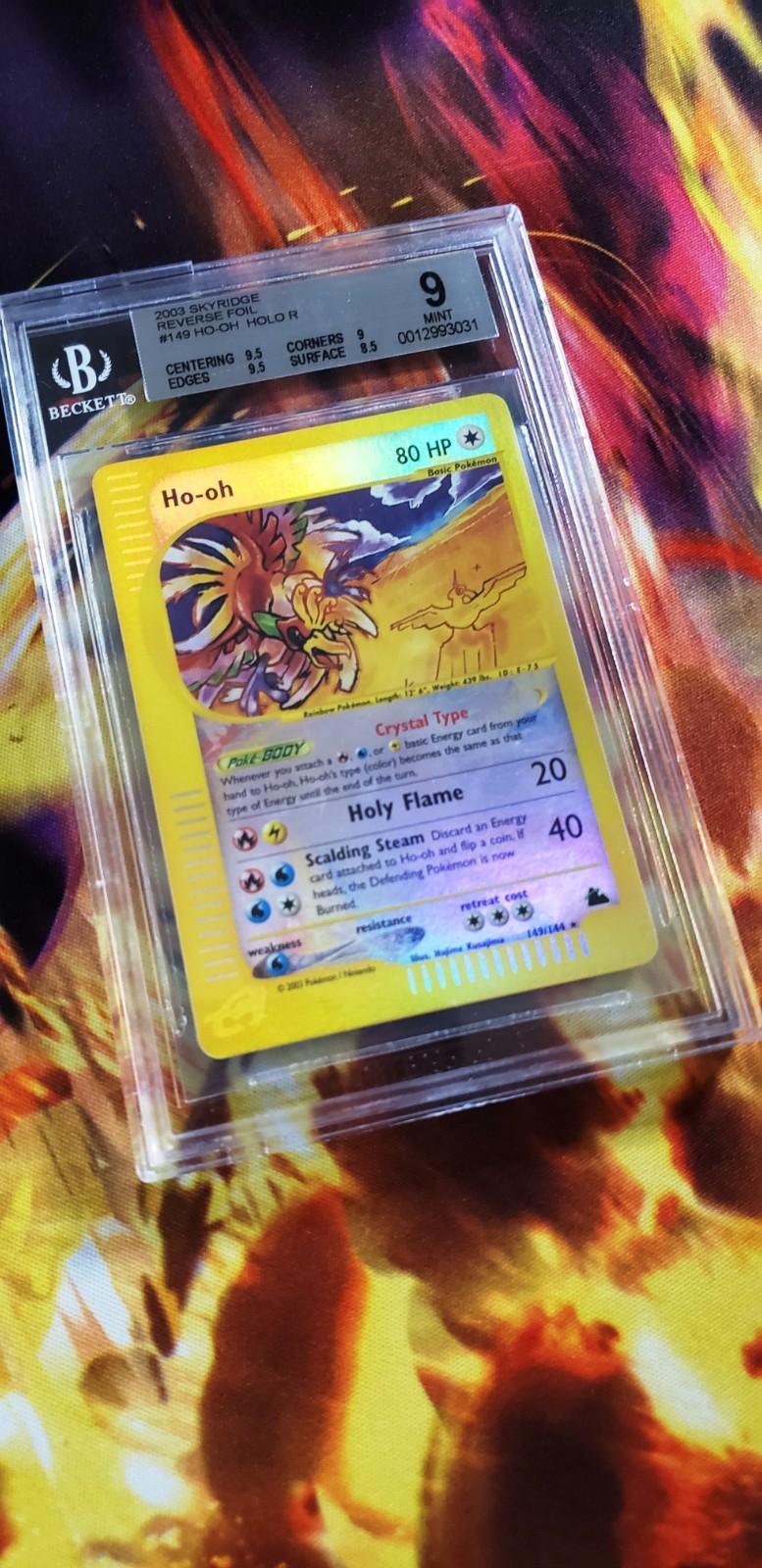 2003 Pokemon WOTC e-Reader Skyridge Crystal Ho-Oh Reverse Holo #149/144 BGS 9