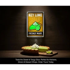"Key Lime Pie Freshly Made" LED Light-Up Sign (10"x7") – Retro Dessert Lightbox
