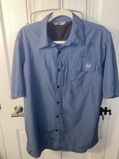 Wrangler Button Up Men's Size Medium Short Sleeve Blue Polyester Blend Outdoor