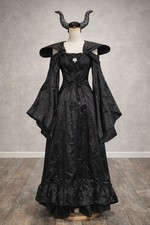 Gothic Black Steampunk Horned Costume Dress – Maleficent – New