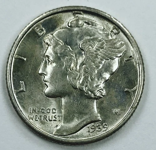 1939 D MERCURY DIME! GEM BU+++! BEAUTIFUL! MUST SEE! AMAZING! NR #P2014