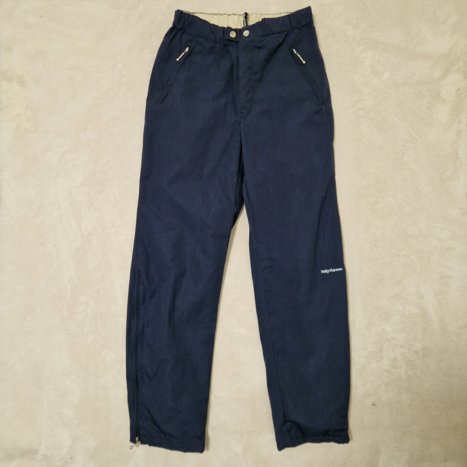 Helly Hansen Snow Pants Womens 40 26x29 Navy Blue Lined Outdoor Zip Hem Pockets
