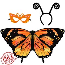 IROLEHOME Kids Butterfly Wings Costume Fairy Toddler Dress-Up Headband