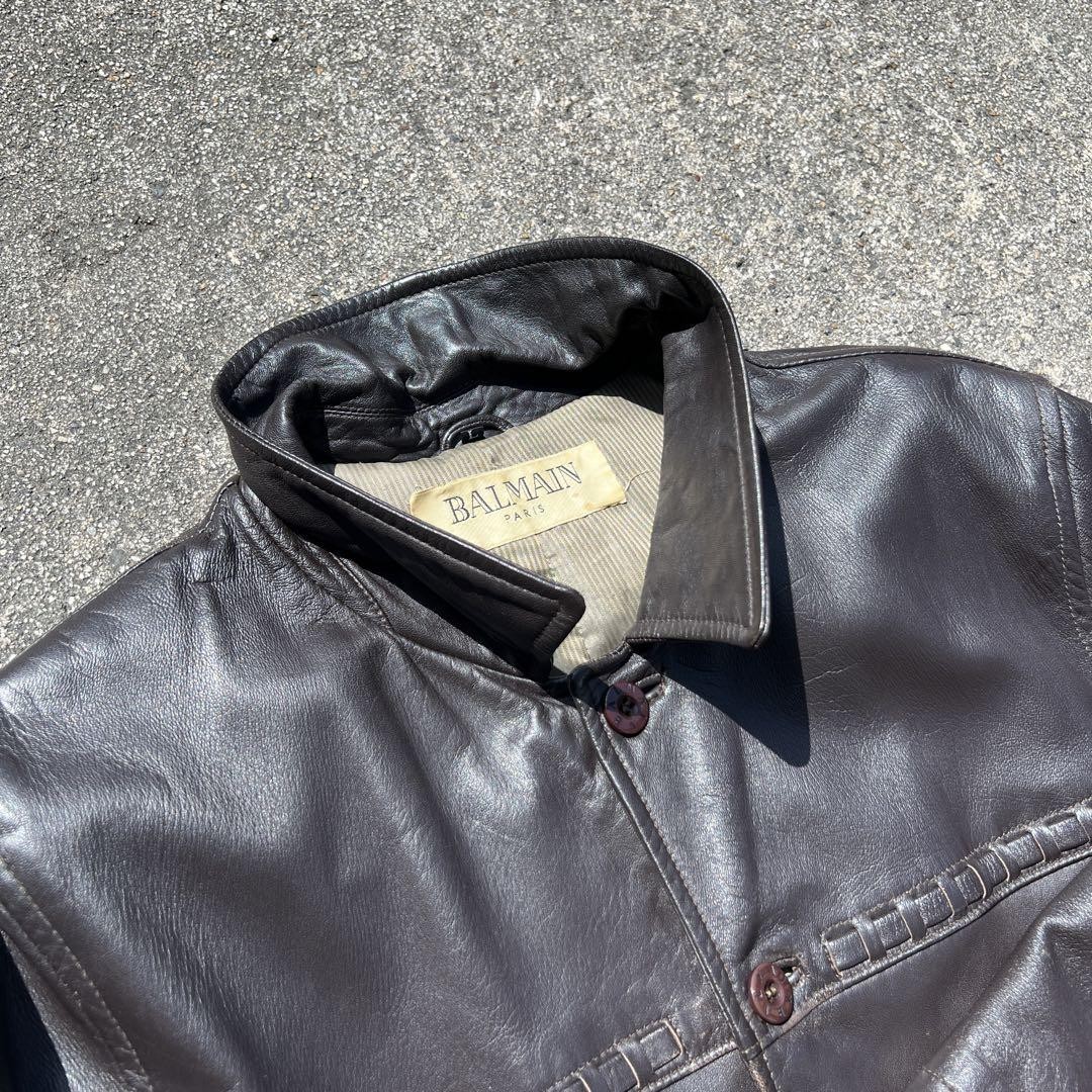 BALMAIN 90s レザーブルゾン 90'S Balmain Vintage Leather Jacket | eBay