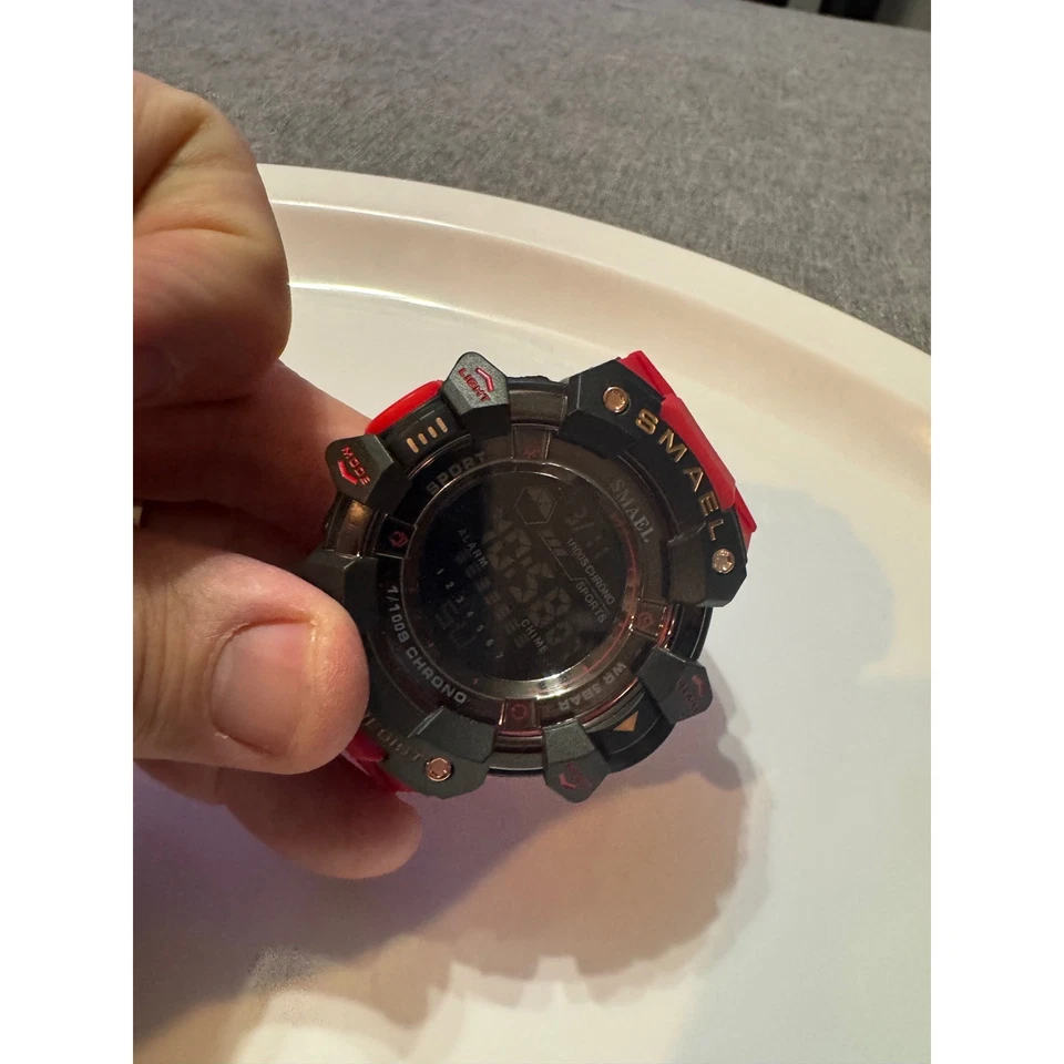 Smael Digital Sport Watch Men's Waterproof Chronograph – Red/Black - Image 2 of 4