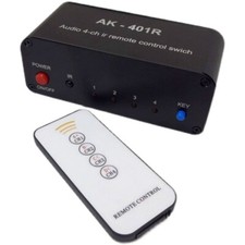 AK-401R Audio Switcher w/ IR Remote Control Support 4-Channel Audio Source