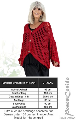 Überwurf Strick Jacke Überwurf LAGENLOOK rot 44 46 48 50 52 54 L XL XXL XXXL - Bild 7 von 23
