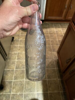Rare Joseph Witkowski Clear Blob Top Soda/Beer Bottle Philadelphia PA