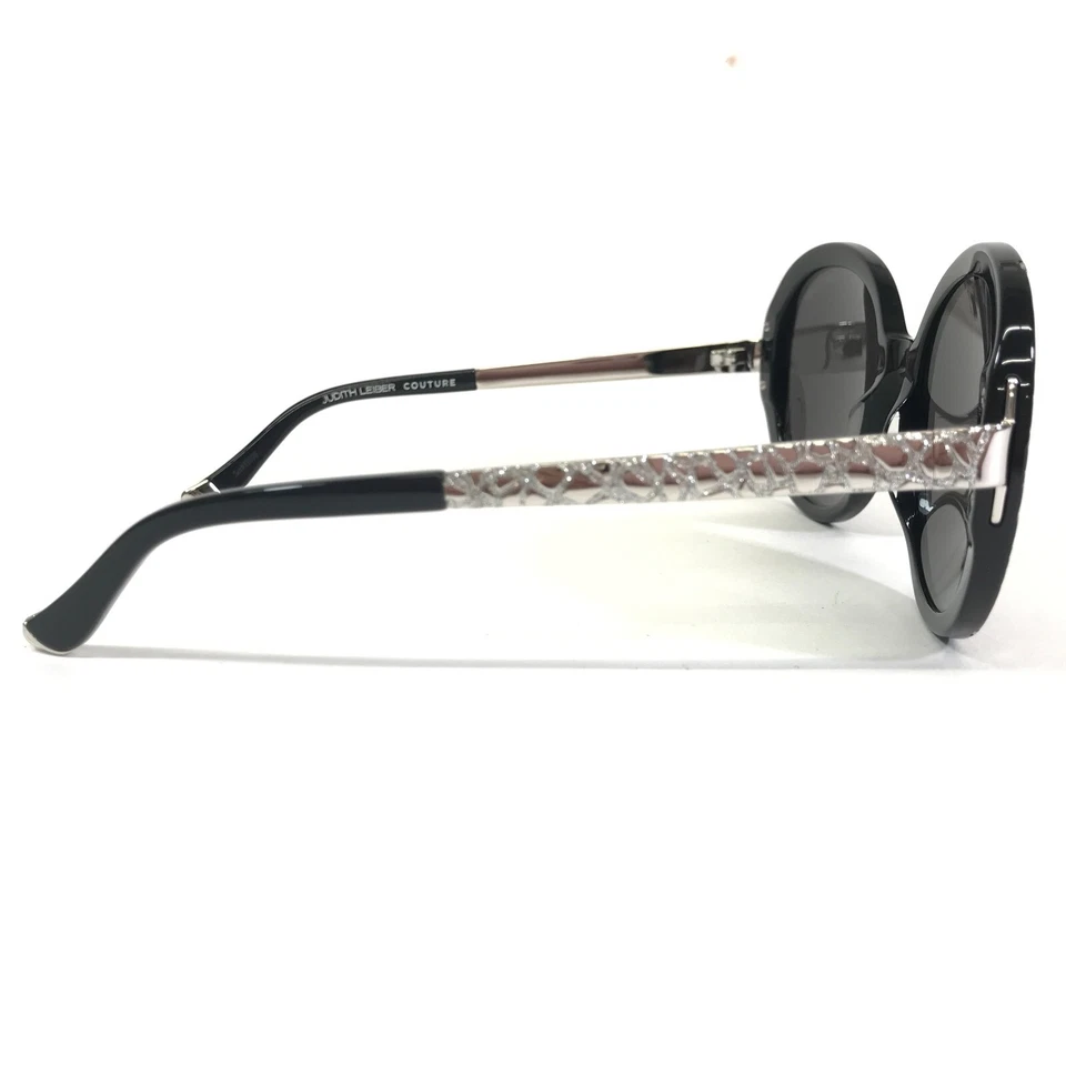 Gafas de sol Judith Leiber Waltz Jet negras plateadas monturas de gran tamaño lentes negras Foto 4 de 4