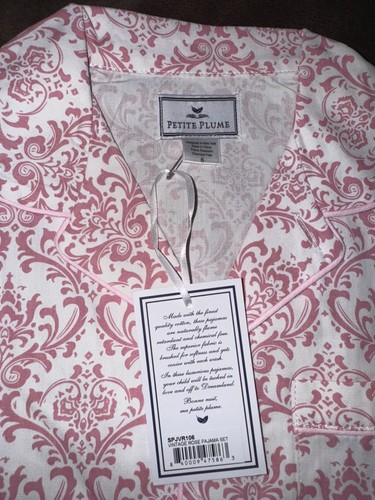 Girls Petite Plume Pink Damask Pajama Set Size 6 Cotton & Modacrylic - Picture 2 of 7
