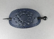 Dark Blue faux leather slide hair pin stick barrette accessory hairpin Starburst