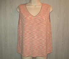 Jones Wear Knit Tank Top Size XL Variegated Peach, Salmon, Tan, Cream V Neck