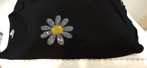 No Boundaries 3X Black Shirt Daisy Sequins Fantasy Floral Glam Flower V-Neck - Picture 8 of 8
